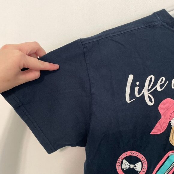 SIMPLY SOUTHERN Life is Beautiful Enjoy the Ride Short Sleeve Tee Navy Blue M - Picture 14 of 16